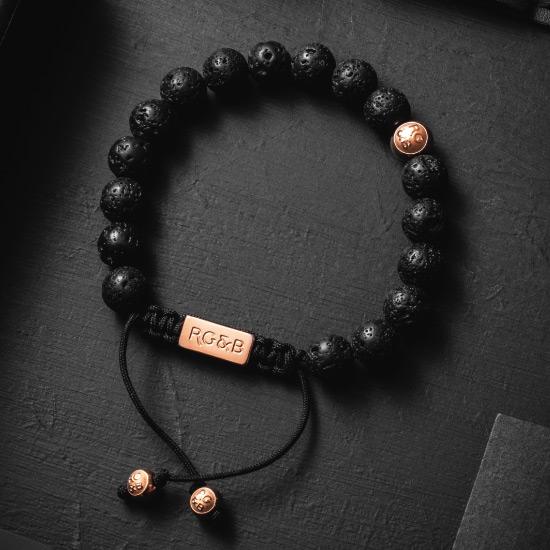 Premium Lava Stone Bead Bracelet - Our Premium Lava Stone Bead Bracelet Features Natural Stones, Waxed Cord and Polished Rose Gold Steel Hardware. A Beautiful Addition to any Collection.